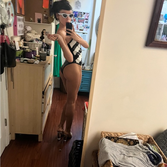 Retro Barbie Costume Stripped Bodysuit - Picture 3 of 5